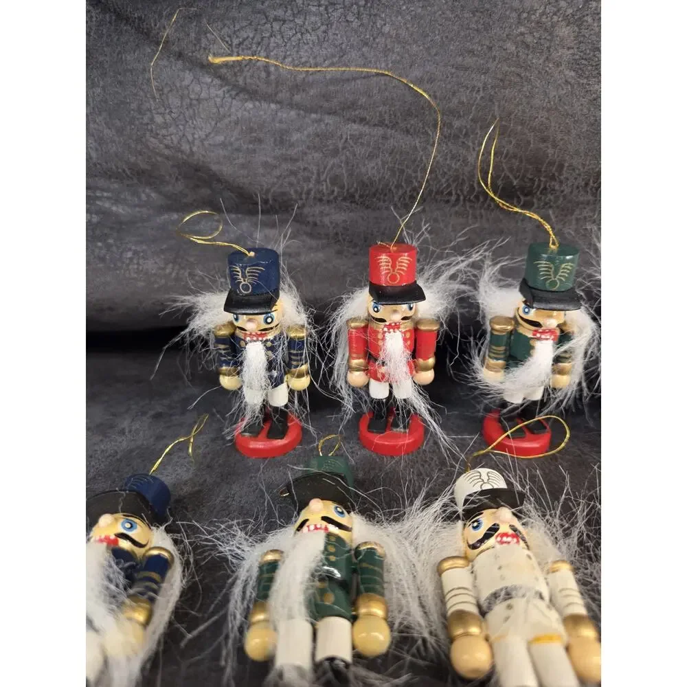 11 Vintage Mini Wooden Nutcracker Ornaments 2.75